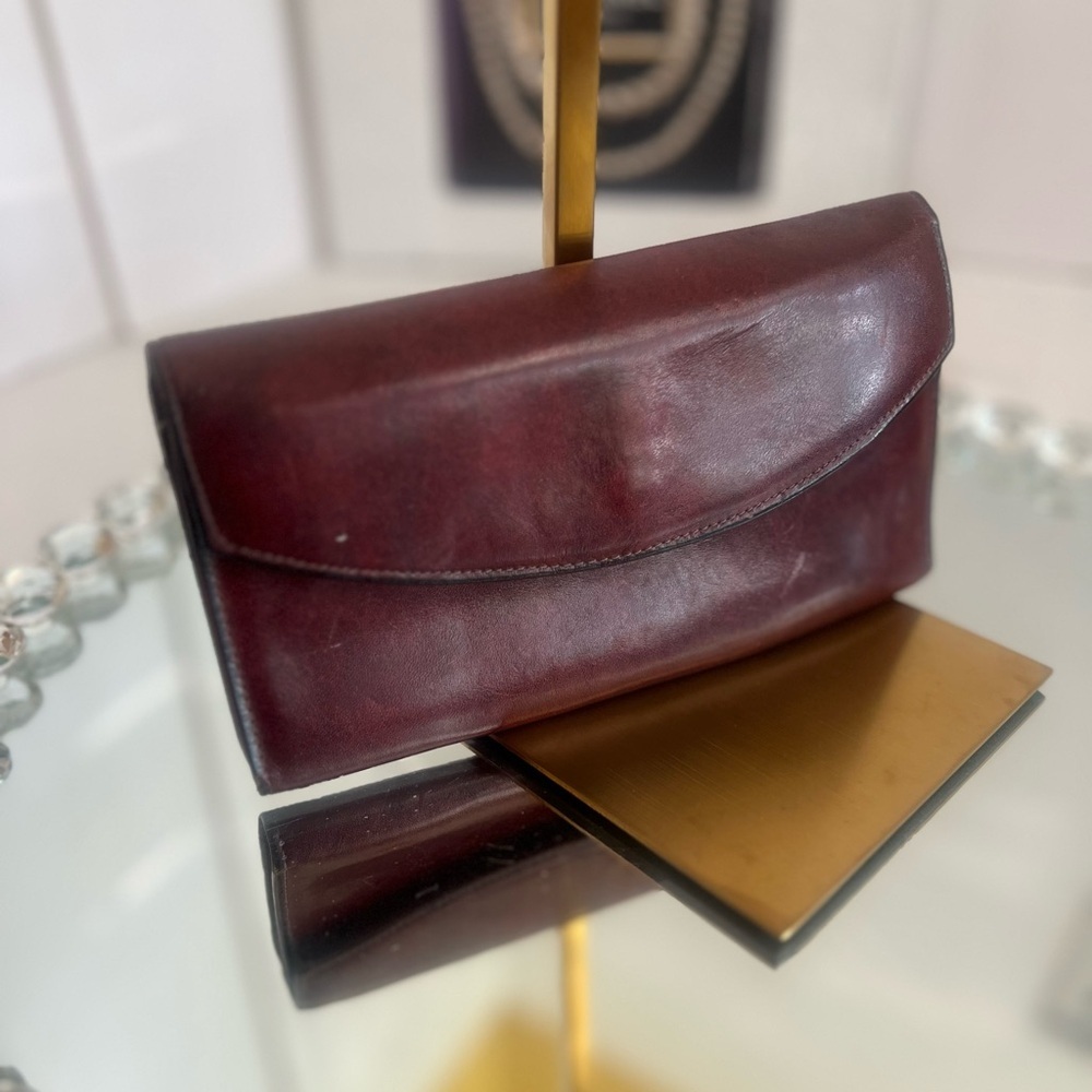 Rolfs Vintage Cowhide burgundy Leather Checkbook Wallet